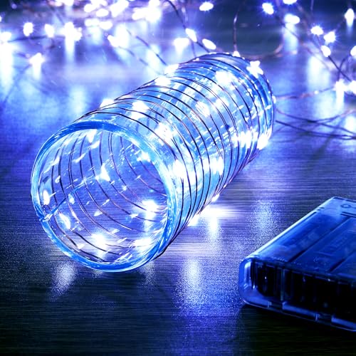 Ariceleo 5 Meters LED Lichterkette - 1 Packungen, Weiß, 50 LEDs, 3*AA batteriebetrieben mit Timer und Funkelmodus, ideal für Weihnachten und Hochzeiten von Ariceleo