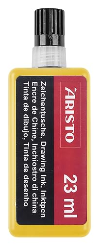 Aristo AR64805 Zeichentusche gelb (hohe Deckraft, schnell trocknend, lichtbeständig, reproduzierfähig, Tusche für Tuschefüller Aristo MG1 PRO) 23 ml von Aristo