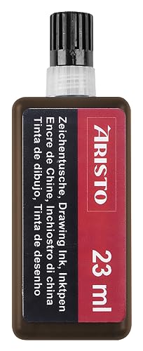 Aristo AR64814 Zeichentusche braun (hohe Deckraft, schnell trocknend, lichtbeständig, reproduzierfähig, Tusche für Tuschefüller Aristo MG1 PRO) 23 ml von Aristo