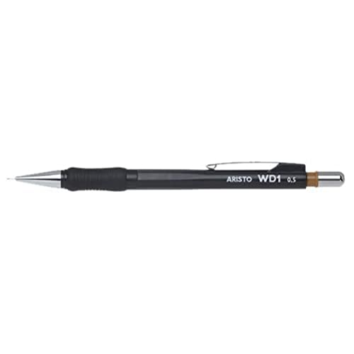 Aristo AR85105 Druckbleistift WD1 0,50 mm (Ergonomisch gerillte Griffzone, gefederte Minenführung, Härtegrad Mine HB, integrierter Radiergummi) schwarz, 10 Stück von Aristo