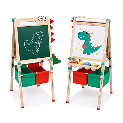 Arkyomi tafel kinder staffelei holz,kindertafel Doppelseitige kreidetafel und whiteboard set höhenverstellbar maltafel mit papierrolle spieltafel standtafel mit zubehör ab 3 4 5 6 jahre von Arkyomi