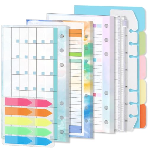 Zubehör A6 Notebook Refills Set, 1 Set Ordner mit 6 Ringen A6 Nachfüllpapier Linie internosostituto Trennblätter für Ordner, für Notizbücher Malerei DIY von Armastuse