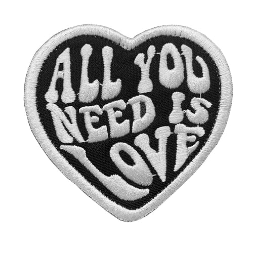 ArmorSmith 1 x Aufnäher mit Aufschrift "All You Need is Love" in Herzform, zum Selbermachen, Kleidung, Jacke, Rucksack und Mütze, Dekoration (schwarz) von ArmorSmith