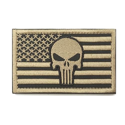 ArmorSmith 1 x Aufnäher mit Nationalflagge, Totenkopf-Muster, Klettverschluss, Krieger-Moral-Patches, DIY-Kleidung, Rucksäcke, Jacken, Hüte und dekoratives Zubehör (Khaki) von ArmorSmith