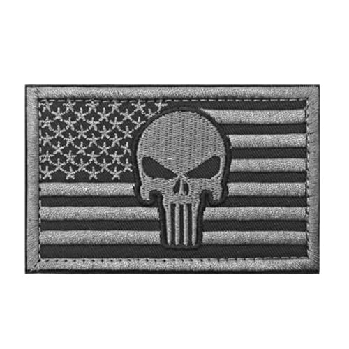 ArmorSmith 1 x Aufnäher mit Nationalflagge, Totenkopf-Muster, Klettverschluss, Krieger-Moral-Patches, DIY-Kleidung, Rucksäcke, Jacken, Hüte und dekoratives Zubehör (schwarz + grau) von ArmorSmith