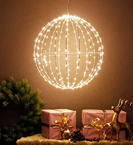 Arnusa LED Leuchtkugel 50 cm faltbar Weihnachtsbeleuchtung LED Ball 320 LED Kugelleuchte faltbar warmweiß für Innen und Außen Lichterkette von Arnusa