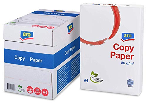 aro Druckerpapier A4, 2500 Blatt - 80g/m2 hochweiß - Professionelles Kopierpapier für Laserdrucker, Tintenstrahldrucker, Bewerbungen, Rechnungen, Gewerbe, Büro, Home Office von aro