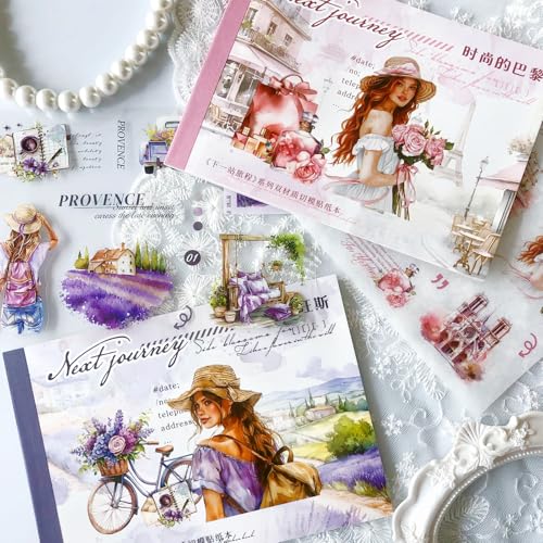 20 Blätter Scrapbooking Aesthetic Stickers Landschaft Scrapbook Aufkleber Zubehör Set für Journaling, Tagebuch, Scrapbooking,Fotoalbum,Bullet Journal Zubehör（Unterwegs in Paris Provence） von Arpaper