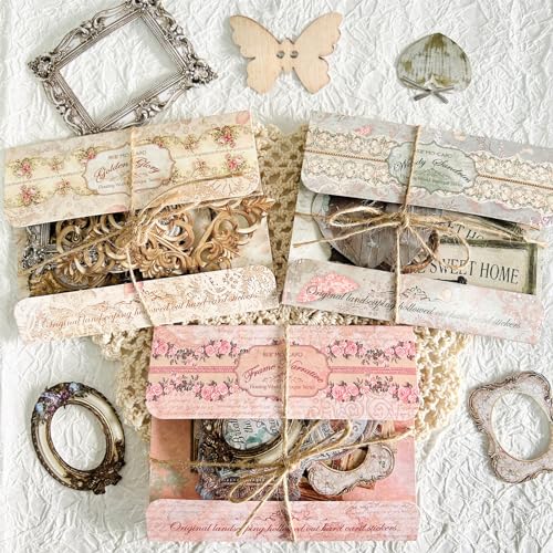 Arpaper Scrapbook Bullet Journal Zubehör 120 Stück Laser Hohlblumenfenster Mechanismus Collage Karte Stickers Scrapbooking Vintage Set Scrapbooking Zubehör Bullet Journal Sticker für Fotoalbum, DIY von Arpaper