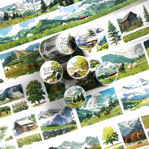 Arpaper Scrapbook Zubehör Stickers Set,6 Rolls Wilderness scenery Themed Washi Tape Stickers,Decorative for Journaling,Bullet Journal Zubehör,Photo Album,Notebook,Mobile Phone(Wilderness Series) von Arpaper