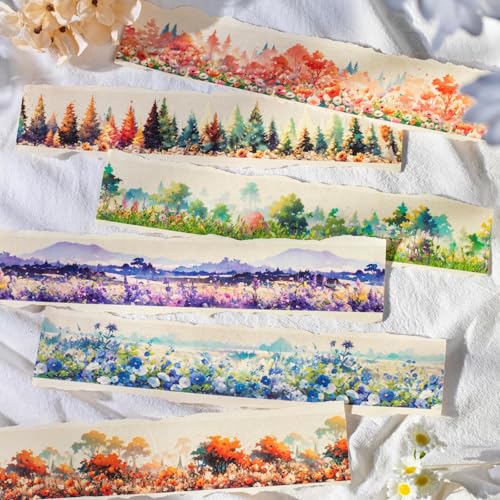 Arpaper Scrapbooking Zubehör Stickers Set, Washi Tape Stickers,6 Rolls PET Blumen Forest Aesthetic Stickers Decorative for Journal,Bullet Journal Zubehör,Notebook,Photo Album(Flower Forest Series) von Arpaper