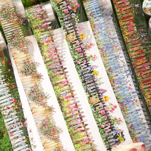 Arpaper Scrapbooking Zubehör Stickers Set,6 Rolls Aesthetic Washi Tape,Blumen Fence Stickers Decorative for Journal, Bullet Journal Zubehör,Photo Album,Notebook,DIY Crafts(Fence Courtyard Series) von Arpaper