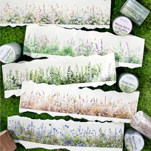 Blumen Grass Scrapbooking Stickers,Bullet Journal Zubehör Sticker,Arpaper 6 Rolls PET Aesthetic Washi Tape Stickers Decorative for Journal Zubehör,Photo Album,Notebook,DIY(Green Notebook Series) von Arpaper