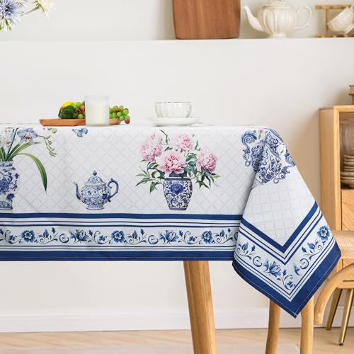 Arquiel Tischdecke Blumen Florale, Tischdecken Abwaschbar Rechteckige Tischtuch Dekorative Bordüre Tischdeck Für Garten, Küche Essen Parteien Sommer (152X213Cm) von Arquiel