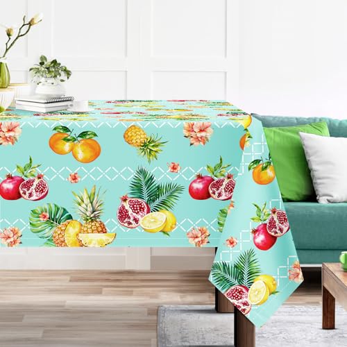 Arquiel Tischdecke Hawaiianische Früchte, Tischdecken Abwaschbar Rechteckige Tischtuch Ananas Zitrone Tischdeck Für Garten, Küche Essen Parteien Sommer (140X180Cm) von Arquiel