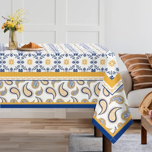 Arquiel Tischdecke Paisley Muster Blumen, Tischdecken Abwaschbar Rechteckige Tischtuch Boho Vintage Tischdeck Für Garten, Küche Essen Parteien Herbst Weihnachten (140X180Cm) von Arquiel