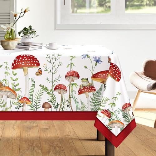 Arquiel Tischdecke Pilz, Tischdecken Abwaschbar Rechteckige Tischtuch Frühling Französisch Tischdeck für Haus Küche Esszimmer Party Dekoration(140 x 180 cm) von Arquiel