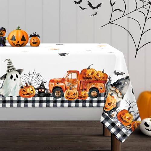 Arquiel Tischdecke Rechteckige, Halloween Geist Kürbis GNOME Tischtuch Abwaschbar Tischdecken Wasserabweisend Tischdecke für Party Feiertage Herbst Abendessen Dekor(152 x 213 cm) von Arquiel