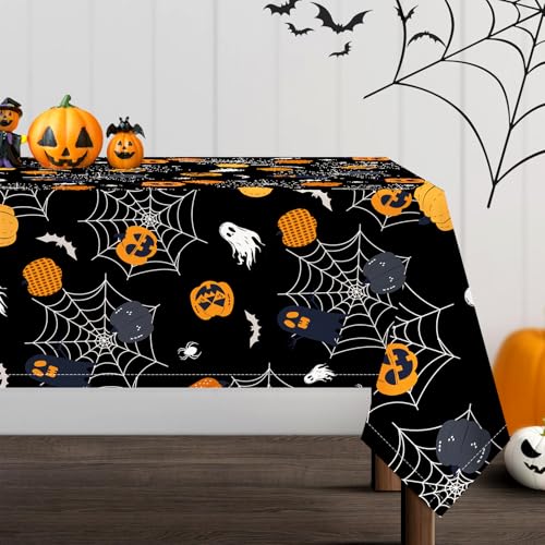 Arquiel Tischdecke Rechteckige, Halloween Geist Kürbis Tischtuch Abwaschbar Tischdecken Wasserabweisend Tischdecke für Party Feiertage Herbst Abendessen Dekor(140 x 180 cm) von Arquiel