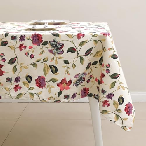 Arquiel Tischdecke Rechteckige Floral, Aquarell Elegant Blumendruck Tischtuch, Polyester-Baumwolle Drucken Abwaschbar Tischdeck FüR KüChe Essen Parteien (Bunt, 140x180cm) von Arquiel