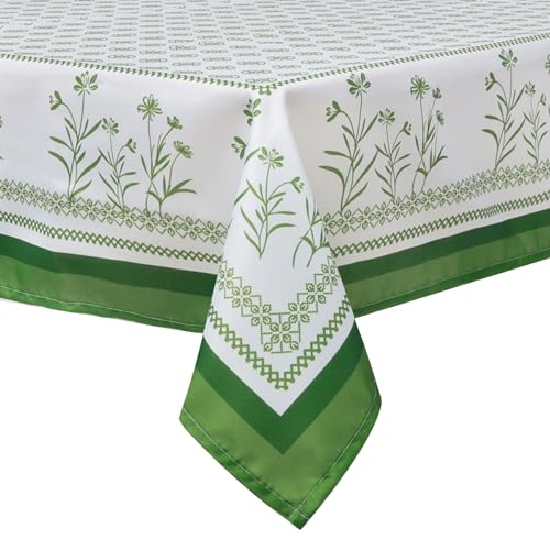 Arquiel Tischdecke Rechteckige Floral, Wasserabweisend Geometrie Tischdecken mit Wilde Blume Blätter, Polyester Langlebige Abwaschbar Tischdeck FüR KüChe Essen Parteien FrüHling/Sommer(140x180cm) von Arquiel