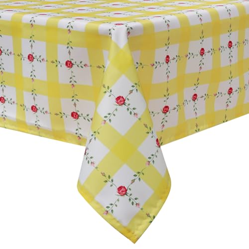 Arquiel Tischdecke Rechteckige Florale, Geometrie Wasserabweisend Tischdecken Tischtuch Deko, Polyester Tischdeck FüR Garten, Picknick KüChe Parteien FrüHling/Sommer (140 x 180 cm) von Arquiel