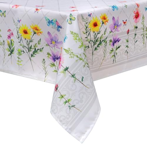 Arquiel Tischdecke Rechteckige Florale, Tischtuch Blumen Wasserabweisend StrapazierfäHiges Aquarell, Abwischbar Tischdeck FüR Abendessen, KüChe, Hochzeit, Drinnen, FrüHling/Sommer(152 x 213 cm) von Arquiel