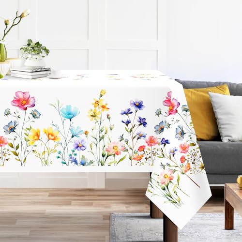 Arquiel Tischdecke Rechteckige Florale, Tischtuch Blumen Wasserabweisend StrapazierfäHiges Aquarell, Abwischbar Tischdeck FüR Abendessen, KüChe, Hochzeit, Drinnen, FrüHling/Sommer(152 x 264 cm) von Arquiel