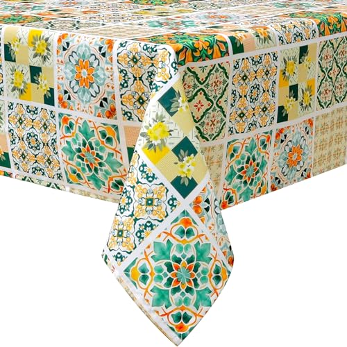 Arquiel Tischdecke Rechteckige Geometrie, Böhmen Boho Wasserabweisend Tischdecken Tischtuch Deko, Polyester Tischdeck FüR Garten KüChe Parteien FrüHling/Sommer (140 x 180 cm) von Arquiel