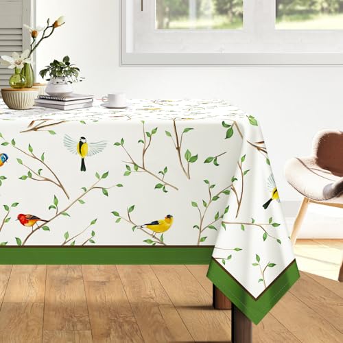 Arquiel Tischdecke Vogel Zweigstelle, Tischdecken Abwaschbar Rechteckige Tischtuch Weinlese Tischdeck für Haus Küche Esszimmer Party Dekoration(152 x 213 cm) von Arquiel