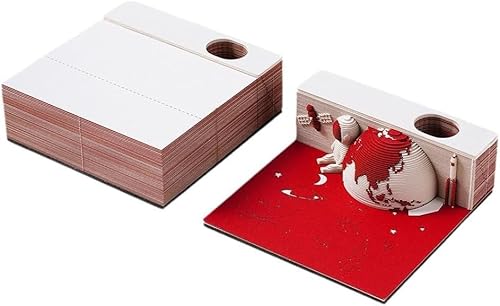 3D-Notizblock 2024 Tischkalender Notizblock Zeitstückkalender Wochenkalender Abreißen Post-Notizen kreatives DIY-Papierschnitzen Kunsthandwerk Dekoration Geschenk für Zuhause Büro(Red) von ArrGo