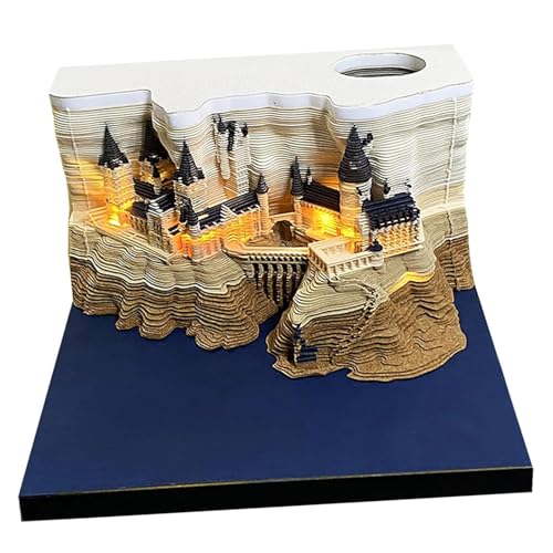 3D-Notizblöcke Papierkunst mit Licht kreatives Zeitstück magisches Schloss zum Abreißen Papierschnitzerei klebrig originelle DIY-Kunstblöcke Post-Notizen Notizblock von ArrGo