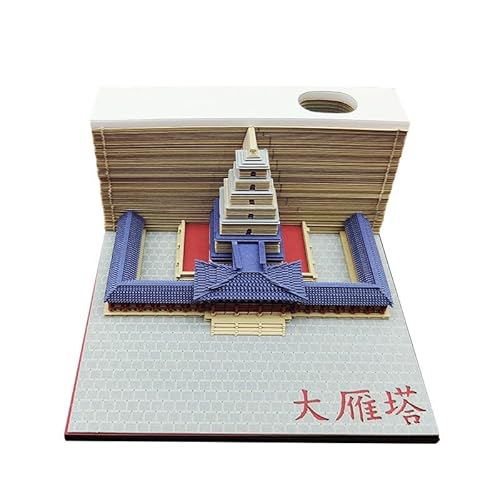 ArrGo Notizblock 2024 Wochenkalender China Xi'an Kunstgebäude Convenience-Aufkleber Kreative DIY Post Notes Notizblock Papierschnitzerei Da-Yan Turm Skulptur Modell Desktop-Dekoration von ArrGo