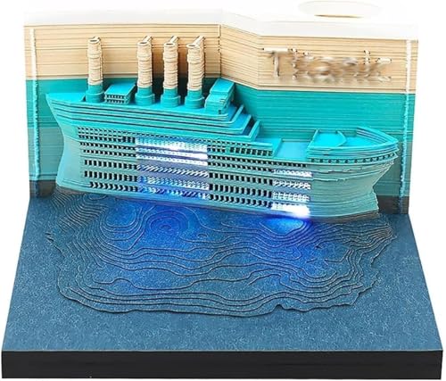ArrGo Titanic Zeitstück-Kalender 2024 Abreißkalender-Skulptur 3D-Tischkalender Notizblock DIY-Papierschnitzerei Kunsthandwerk Schreibtisch-Dekoration Haus-Skulptur von ArrGo