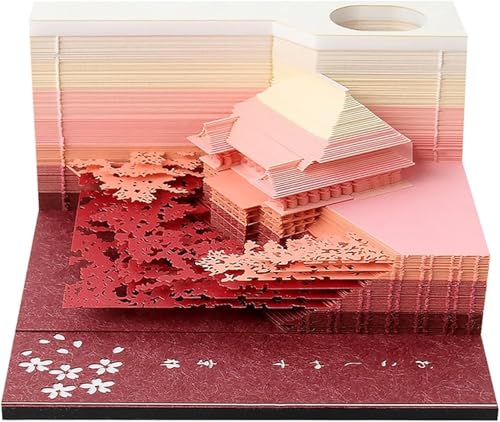 Shimizu-Tempel Japan 3D-Papiernotiz dreidimensionaler Notizblock Haftnotizen Papier Lesezeichen Stifthalter kreatives Geburtstagsgeschenk(Red) von ArrGo