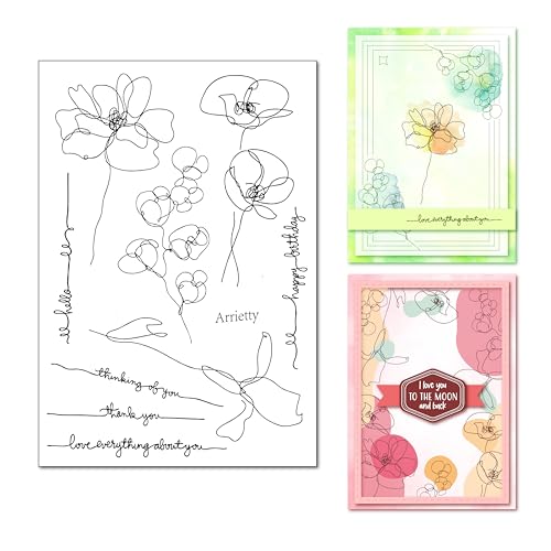 Arrietty Stempel mit Kunstblumen, Mohnblumen, Gänseblümchen, Orchidee, Happy Birthday, Dankeschön, Siegel, Scrapbook/Fotoalbum, dekorative Karten, klare Stempel von Arrietty