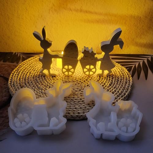 2 Stück Silikonformen Gießformen Ostern, Silikonform Ostern Silikon Gießform Osternhase Epoxidharz Formen 3D Kaninchen Silikonform Seifenform Kerzenform Fondant Schokoladenform Für Handwerk von Arroopu