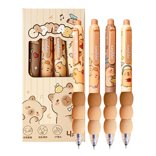 Arroopu Radierbarer Kugelschreiber 4 Stück Tintenroller Radierbar 0.5mm Cartoon Capybara Löschbarer Stift Einziehbare Erasable Pen Set Löschbare Gelstifte Für Studenten Geschenk, Schule Bürobedarf von Arroopu