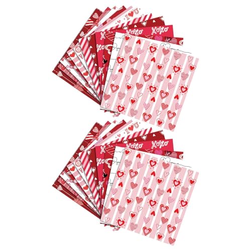 Arroopu Rosa Herz-Scrapbook-Papier, Valentinstag-Musterpapier | 24 Stück Spezialpapier Rosa Valentinstag-Scrapbook-Papier,Doppelseitiges Kartonpapier, Liebesherz, Bastelpapier zum Geburtstag von Arroopu