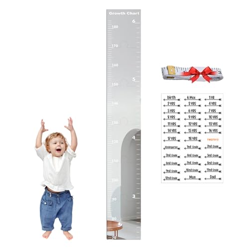 Arroopu Spiegel Wachstumstabelle Für Kinder, Messlatte Für Kinder, Größenmesser Für Kinder, Kids Puzzle Height Growth Chart Mirrors, Wandspiegel Wanddekoration Für Kinderzimmer, Spielzimmer von Arroopu