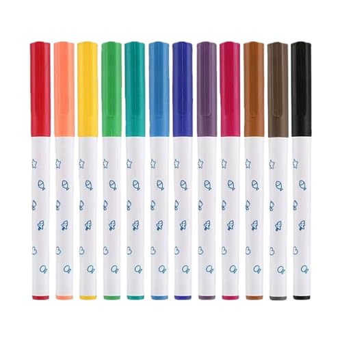 Arrovarp Wasserfarben-Marker, 12 x Whiteboard-Marker auf Wasserbasis für Kinder, auslaufsichere Malstifte, Kunststifte, nicht reizend, Zeichenmarker für Tassen, Tafel und Keramik von Arrovarp