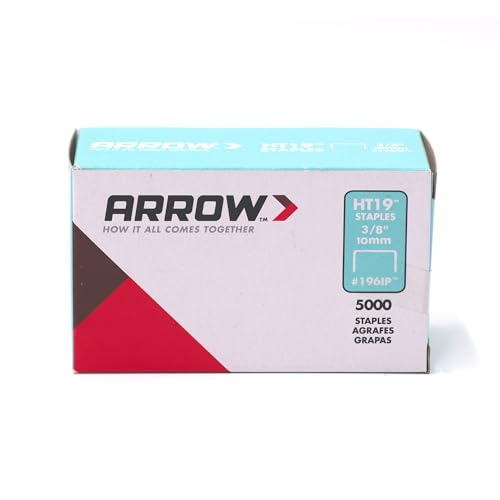 Arrow R19 Robuste Heftklammern, verzinkte Stahlkonstruktion, 5000 Stück, 3/8 Zoll Beinlänge, 3/8 Zoll Kronenbreite von Arrow