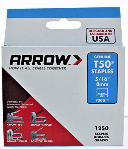 Arrow T50pbn - T50 Staple, 9.5 mm, 5/16" Beinlänge, Silber, Größe 8 von Arrow