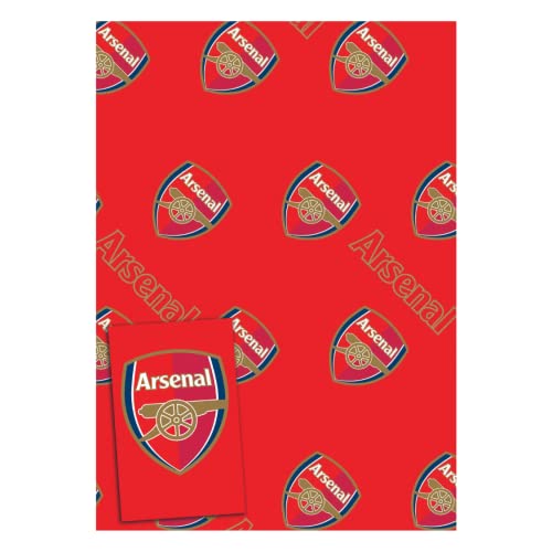 Offizielles Arsenal Geschenkpapier, 2 Bögen, 2 Etiketten, Geschenkpapier für Geschenke, offiziell lizenziertes Geschenkpapier von Arsenal F.C.