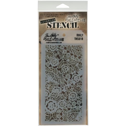 Art Gone Wild Plastik Tim Holtz Spitzendecke Schablone, Synthetic Material, durchsichtig, 28.6 x 11.4 x 0.1 cm von Stampers Anonymous