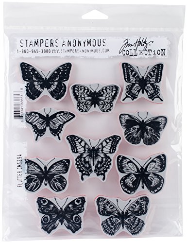 Stampers Anonymous Art Gone Wild Tim Holtz Flutter selbst Gummi-Stempel-Set, Mehrfarbig von Stampers Anonymous