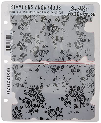 Stampers Anonymous Tim Holtz Gummistempel-Set mit Reben und Rosen, Synthetisches Material, Mehrfarbig, 24.5 x 18 x 0.6 cm von Stampers Anonymous