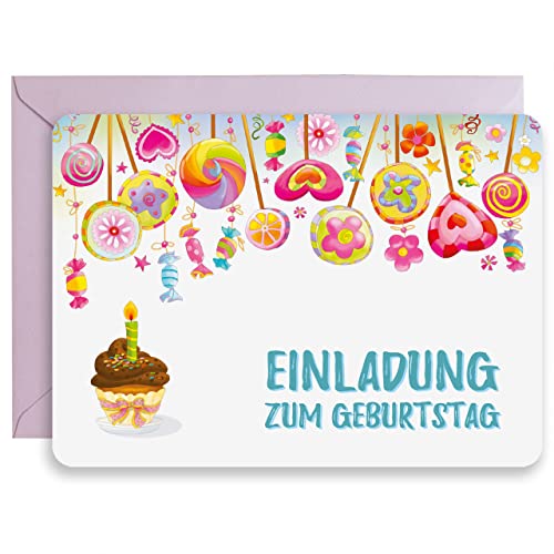 Art Nuvo NUVO - 10 EINLADUNGSKARTEN ZUR KINDERGEBURTSTAGSPARTY MIT FARBIGEN UMSCHLÄGEN, KG_01 von art nuvo