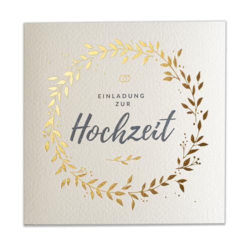 Art Nuvo SATZ 20 St. 135x135mm HOCHZEITSEINLADUNGEN MIT GEDRUCKTEN EINLAGEN UND UMSCHLÄGEN FÜR HOCHZEIT – VERGOLDETES MUSTER AUF AQUARELLPAPIER, ZAP_DE_06 von art nuvo