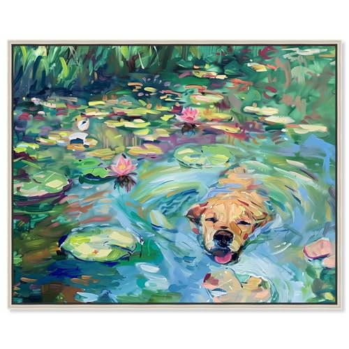 Art Remedy Lily Pad Kunstdruck auf Leinwand, rustikaler Stil, Landhausstil, silberfarbener schwebender Rahmen, 50,8 x 40,6 cm von Art Remedy